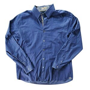 Ted Baker London Button Up Dress Shirt Blue Geometric Long Sleeve Size 7